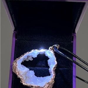 Geode Pendant Necklace with Gold Accents